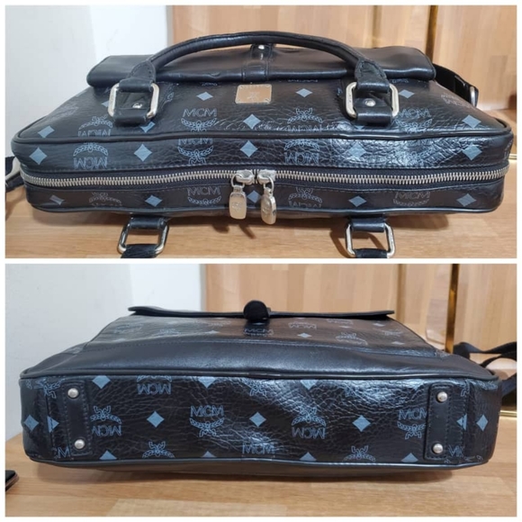 MCM Bags Authentic Mcm Visetos Black Leather Laptop Bag Poshmark